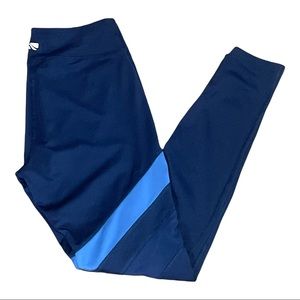 Marika Navy color block blue stripe athletic leggings with mesh Medium